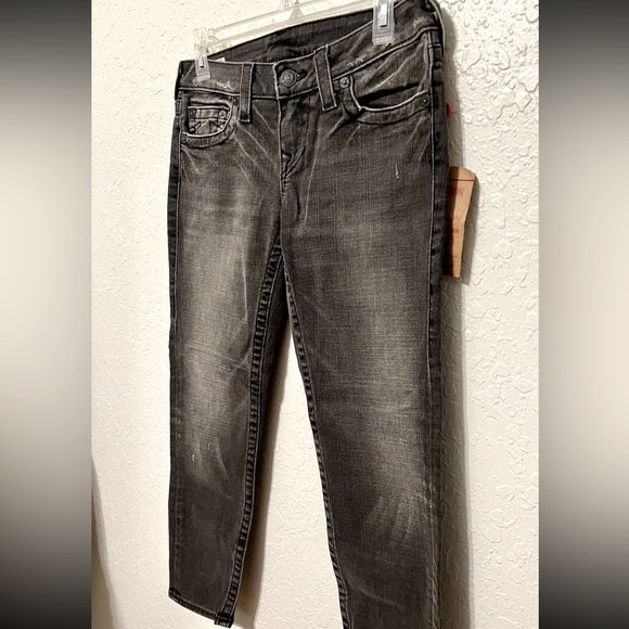 NWT True Religion Womens Sz 29 Designer Petite Denim Skinny Jeans Black Short - Picture 3 of 12